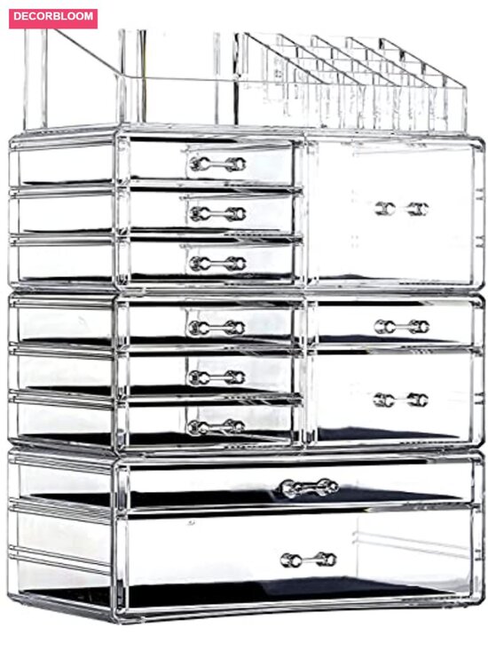 Handbags - Clear Acrylic Makeup Storage Organizer with 10 Drawers Stackable Cosmetic